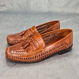 Sunsteps Men's Preppy Handwoven Brown Leather Loafers Slip On With Tassel 10